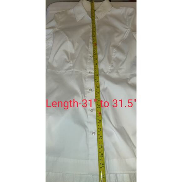 Per Se By Carlisle White Blouse Womens 6 Hi Low Crisp Stretch Asymmetrical - Picture 8 of 16